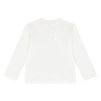 توب بأكمام طويلة بالشعار باللون الأبيض للأولاد  