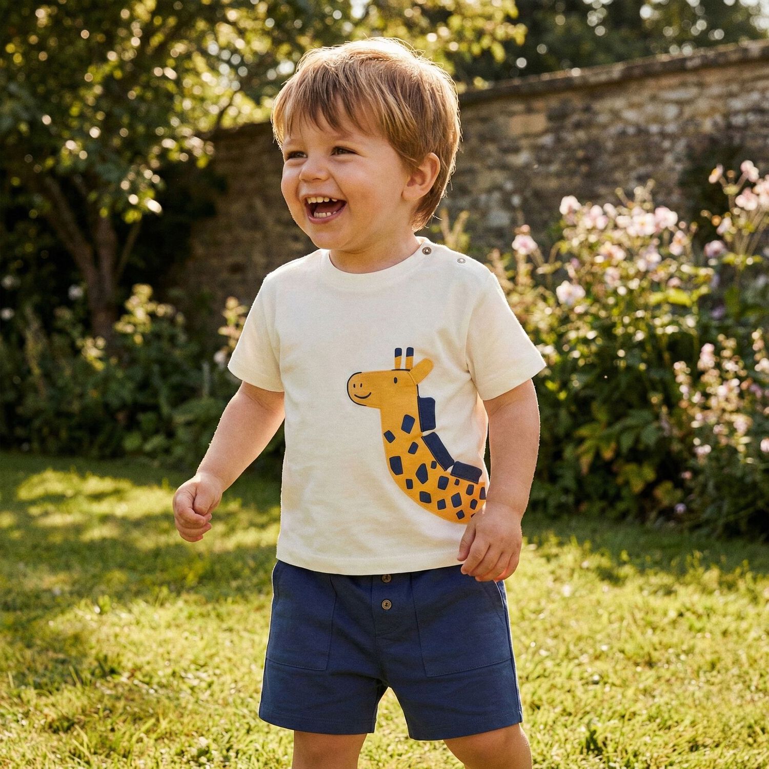 Younger Boys White & Blue Shorts Set, 2, hi-res