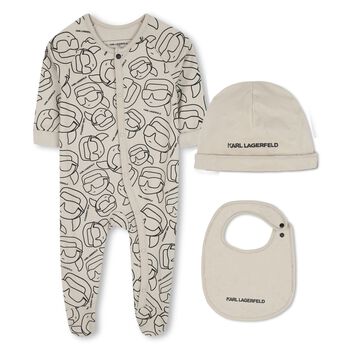 Baby Boys Beige Ikonik Karl Babygrow Gift Set