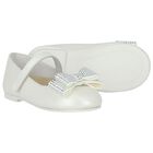 Girls White Embellished Bow Shoes, 2, hi-res