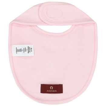 Baby Girls Pink Logo Bib