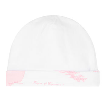 قبعة بطبعة تيدي باللون الأبيض والوردي للبنات
