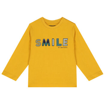 Younger Boys Yellow Logo Long Sleeve Top