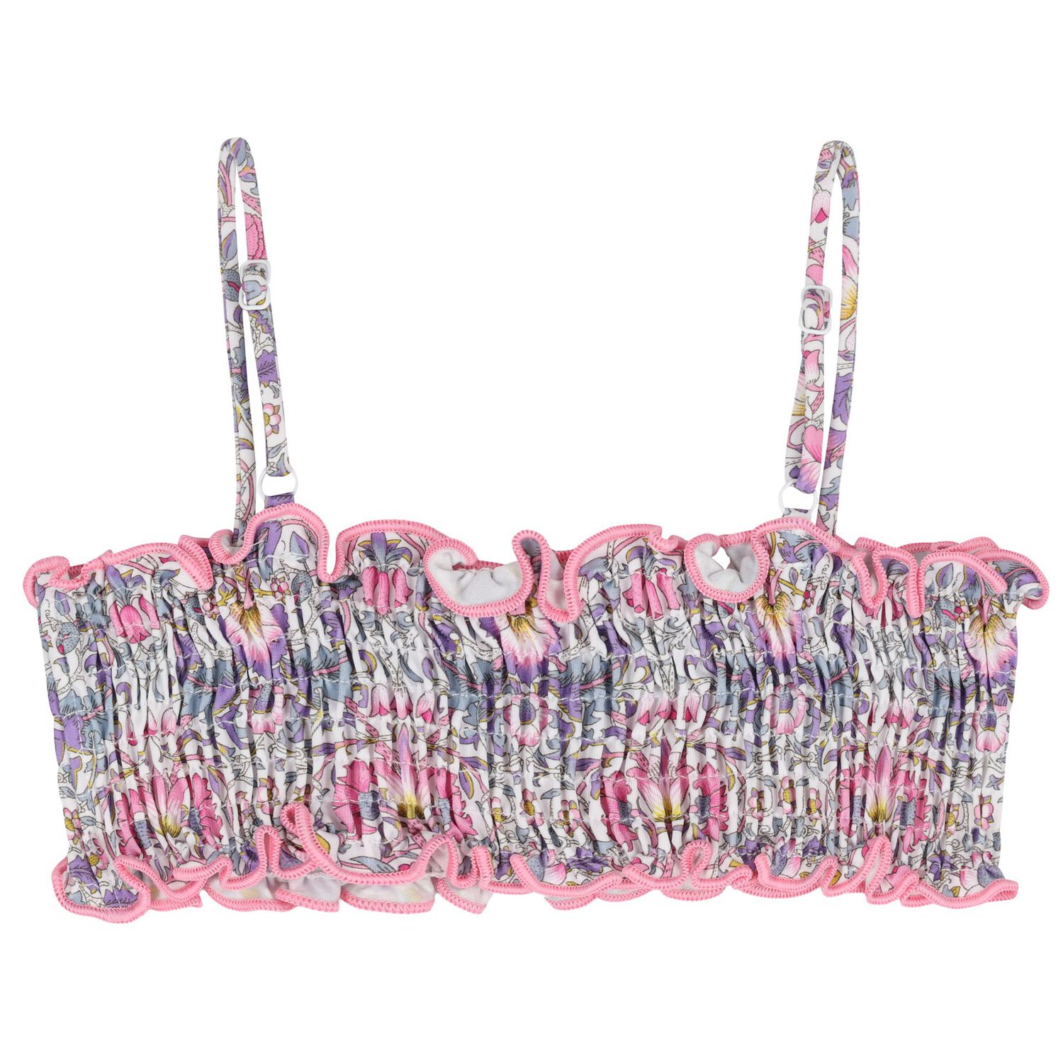 بيكيني للبنات مزين بالزهور باللونين البنفسجي والوردي, 1, hi-res