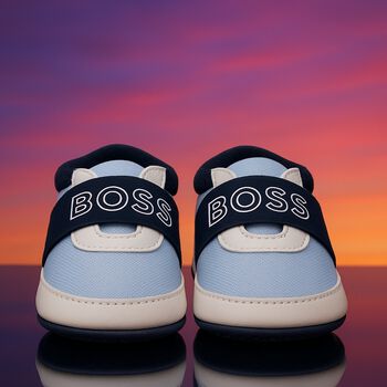 Baby Boys Blue Logo Canvas Pre Walker Shoes, 2 Baby Boys Blue Logo Canvas Pre Walker Shoes