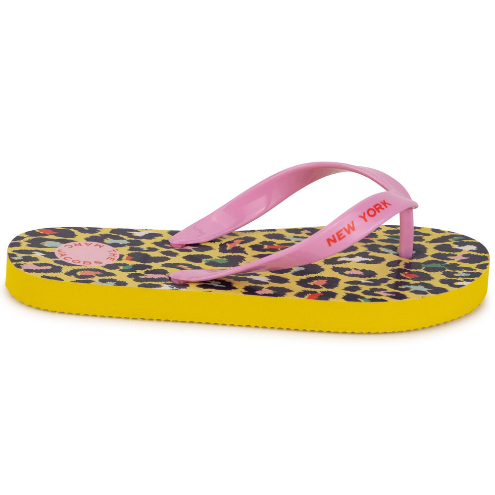 MARC JACOBS Girls Pink & Yellow Cheetah Flip Flops | Junior Couture