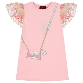 Girls Pink Bag Logo Dress