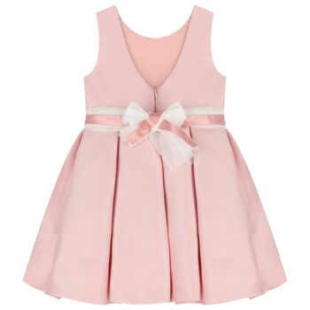 Girls Pink Floral Satin Dress