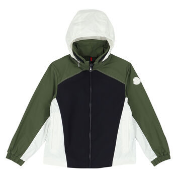 Boys Navy, Khaki & White Logo Jacket