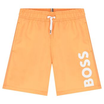 Boys Orange Logo Swim Shorts