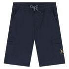 Younger Boys Navy Blue Logo Shorts, 2, hi-res