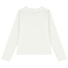 Girls White Logo Long Sleeve Top, 1, hi-res