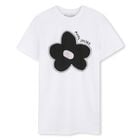 Girls White Embellished Flower Dress, 1, hi-res