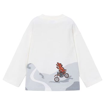 Boys Ivory Dinosaur Long Sleeve Top