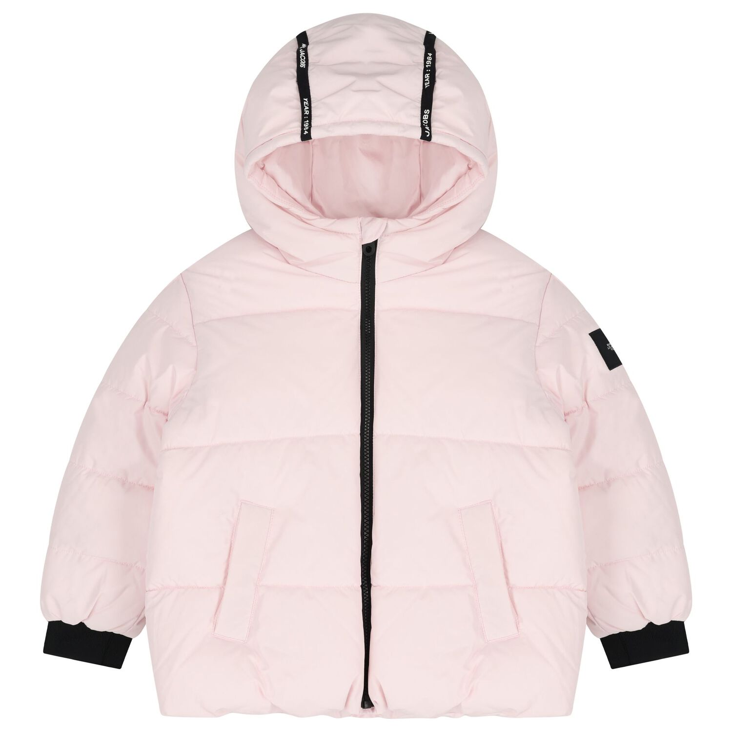 Girls Pink Logo Puffer Jacket, 2, hi-res