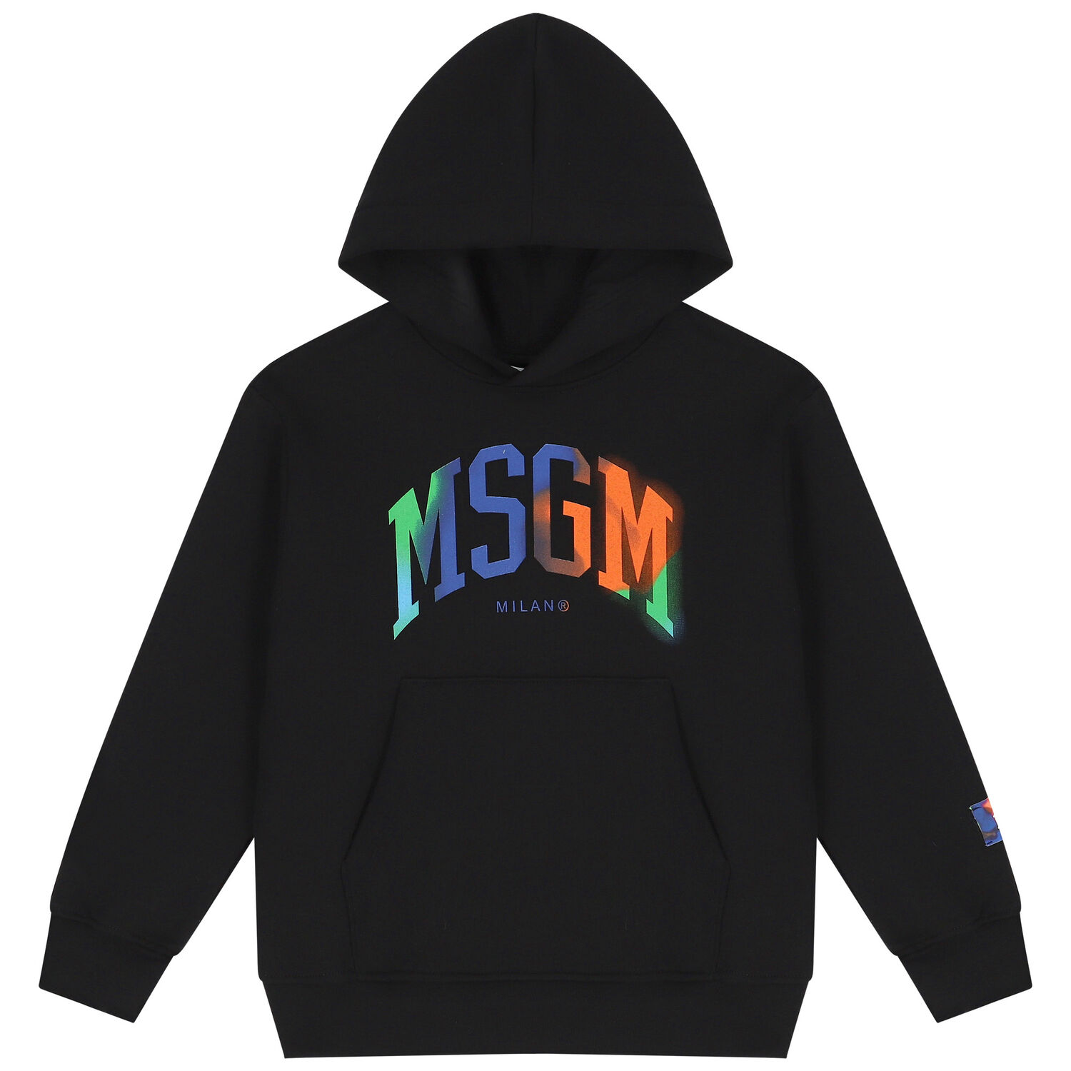 توب هودى أولاد بالشعار باللون الاسود, 1, hi-res