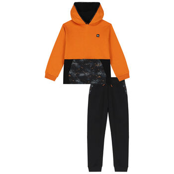 Boys Orange & Black Tracksuit