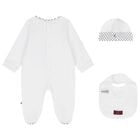 Baby Boys White & Navy Blue Logo Babygrow Gift Set, 1, hi-res