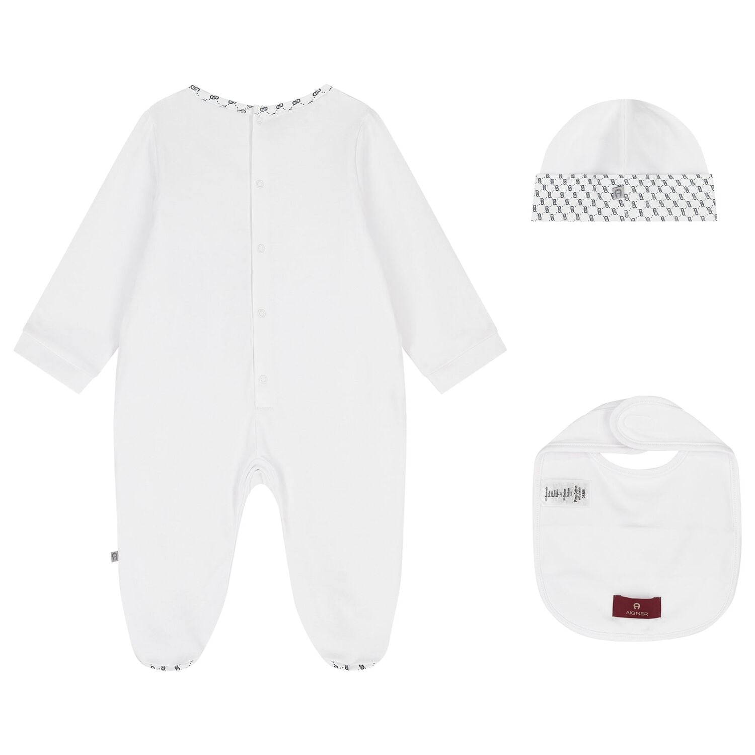 Baby Boys White & Navy Blue Logo Babygrow Gift Set, 1, hi-res