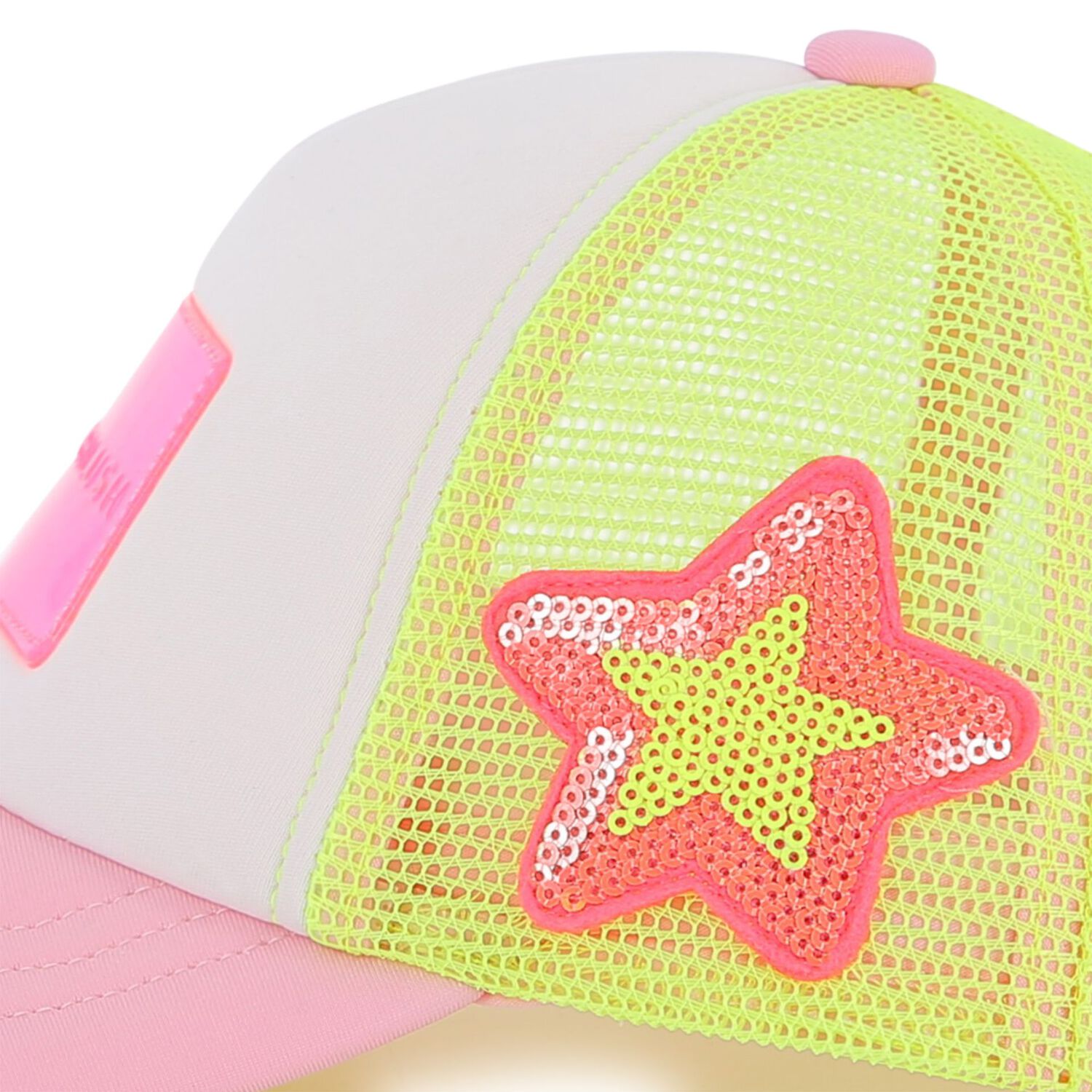 Girls White, Neon Yellow & Pink Logo Cap, 1, hi-res