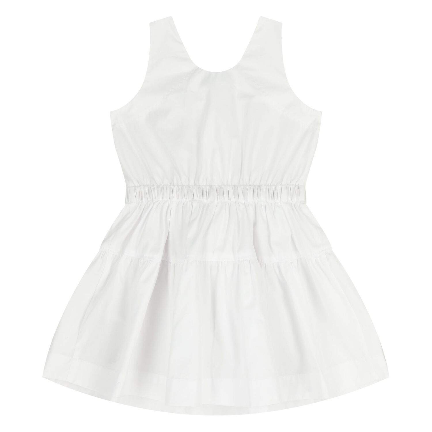 Younger Girls White Check Sleeveless Dress, 1, hi-res