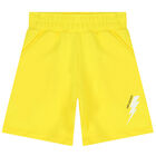 Boys Yellow Thunderbolt Logo Shorts, 3, hi-res