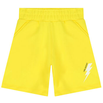 Boys Yellow Thunderbolt Logo Shorts