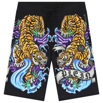 Boys Black Tattoo Shorts