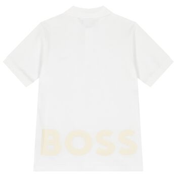 Boys White Logo Polo Shirt