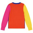 توب بولو محبوك بنات  بطبعة الدب باللون الأزرق, 1, hi-res