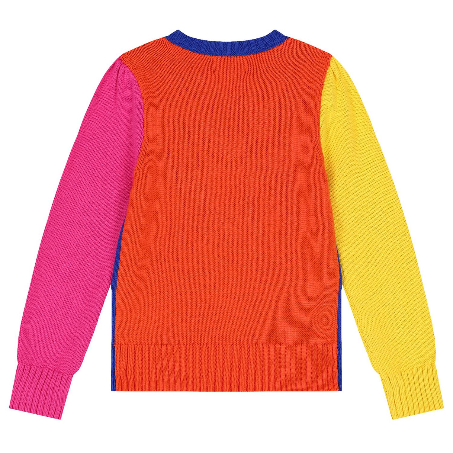 توب بولو محبوك بنات  بطبعة الدب باللون الأزرق, 1, hi-res