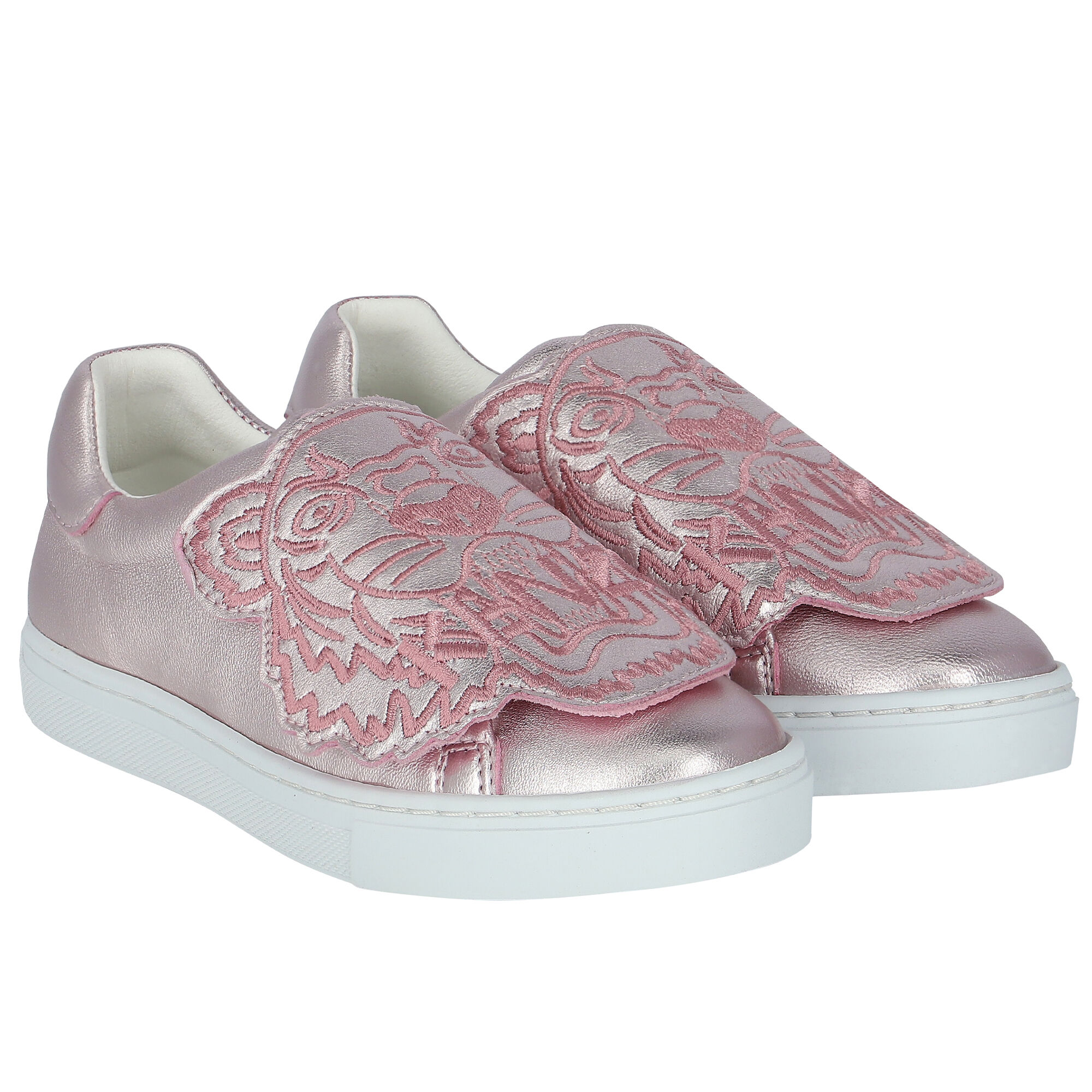 Ladies pink hot sale leather trainers