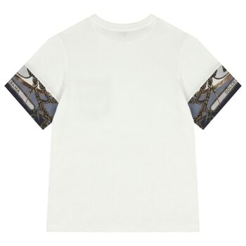 Boys White & Blue Logo T-Shirt