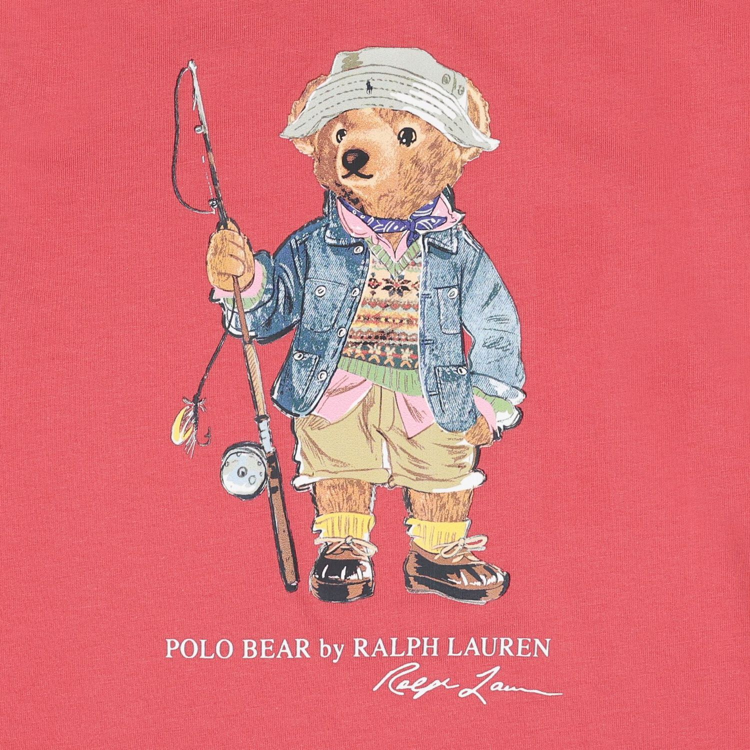Boys Red Fishing Polo Bear T-Shirt, 1, hi-res