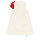 Girls Ivory & Red 3D Flower Dress, 1, hi-res