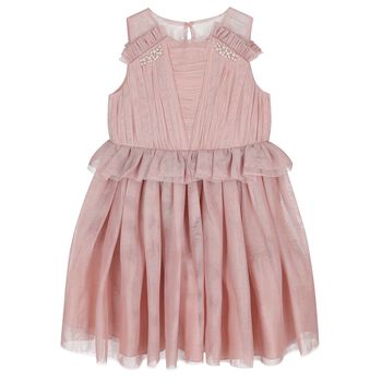 Girls Pink Ruffled Tulle Dress
