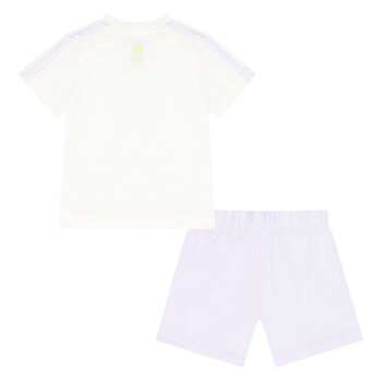 Younger Girls White & Lilac Moana Disney Shorts Set