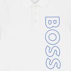 Boys White Logo Polo Shirt, 2, hi-res