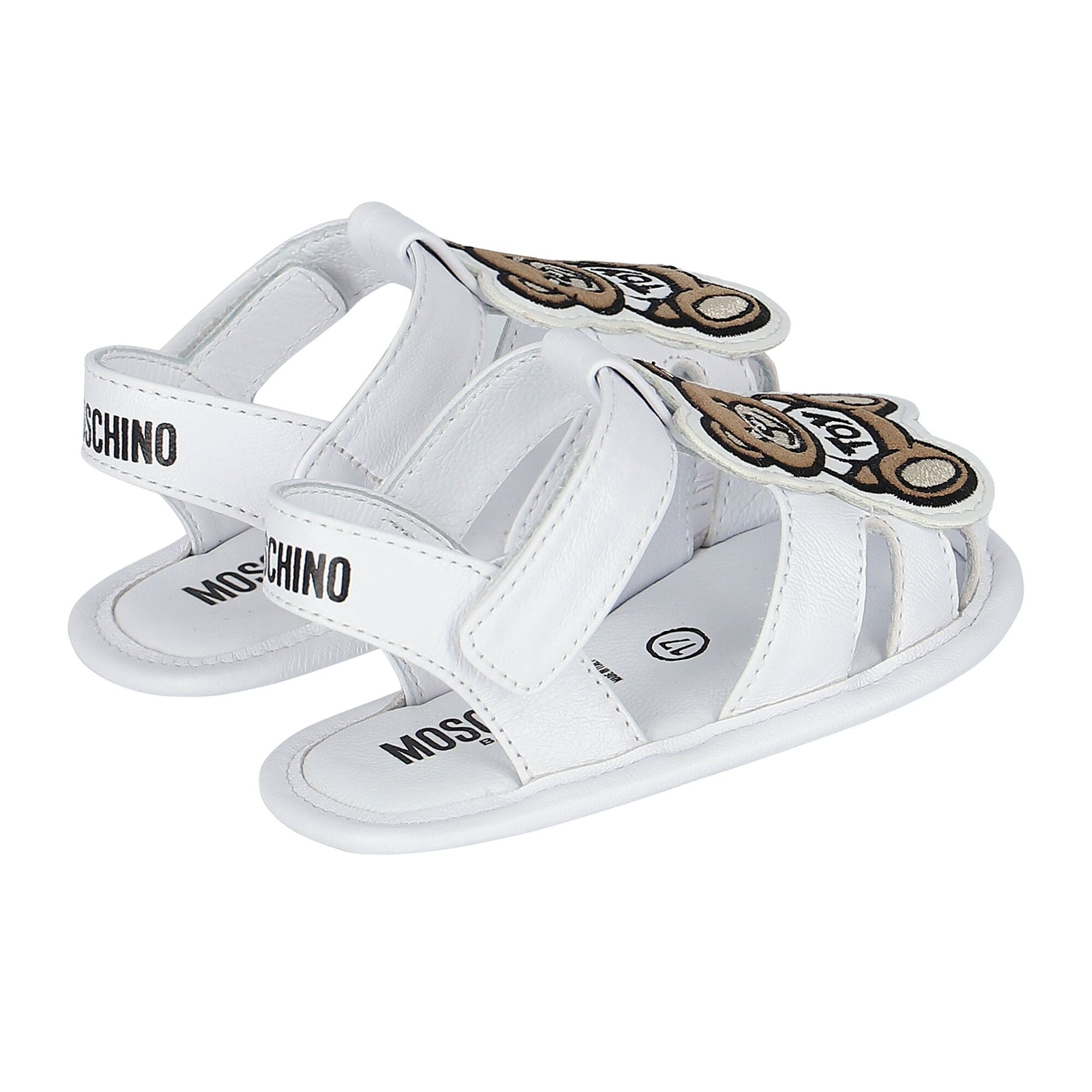 Moschino White Teddy Logo Baby Sandals Junior Couture USA