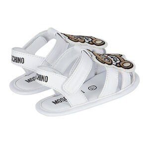 White Teddy Logo Baby Sandals