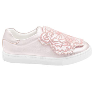 Girls Pink Leather Tiger Trainers