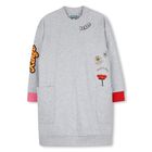 Girls Grey Embroidered Logo Sweatshirt Dress, 1, hi-res