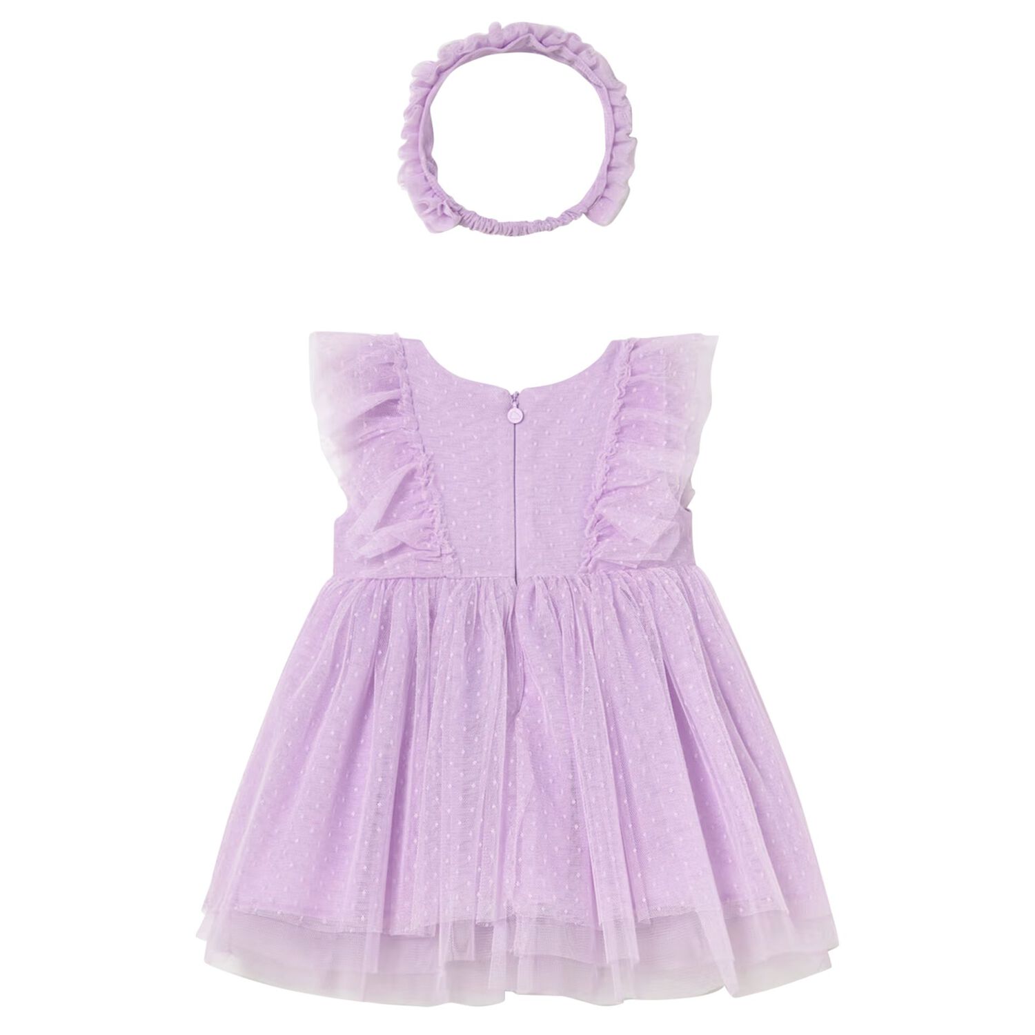 Younger Girls Lilac Tulle Dress Set, 2, hi-res