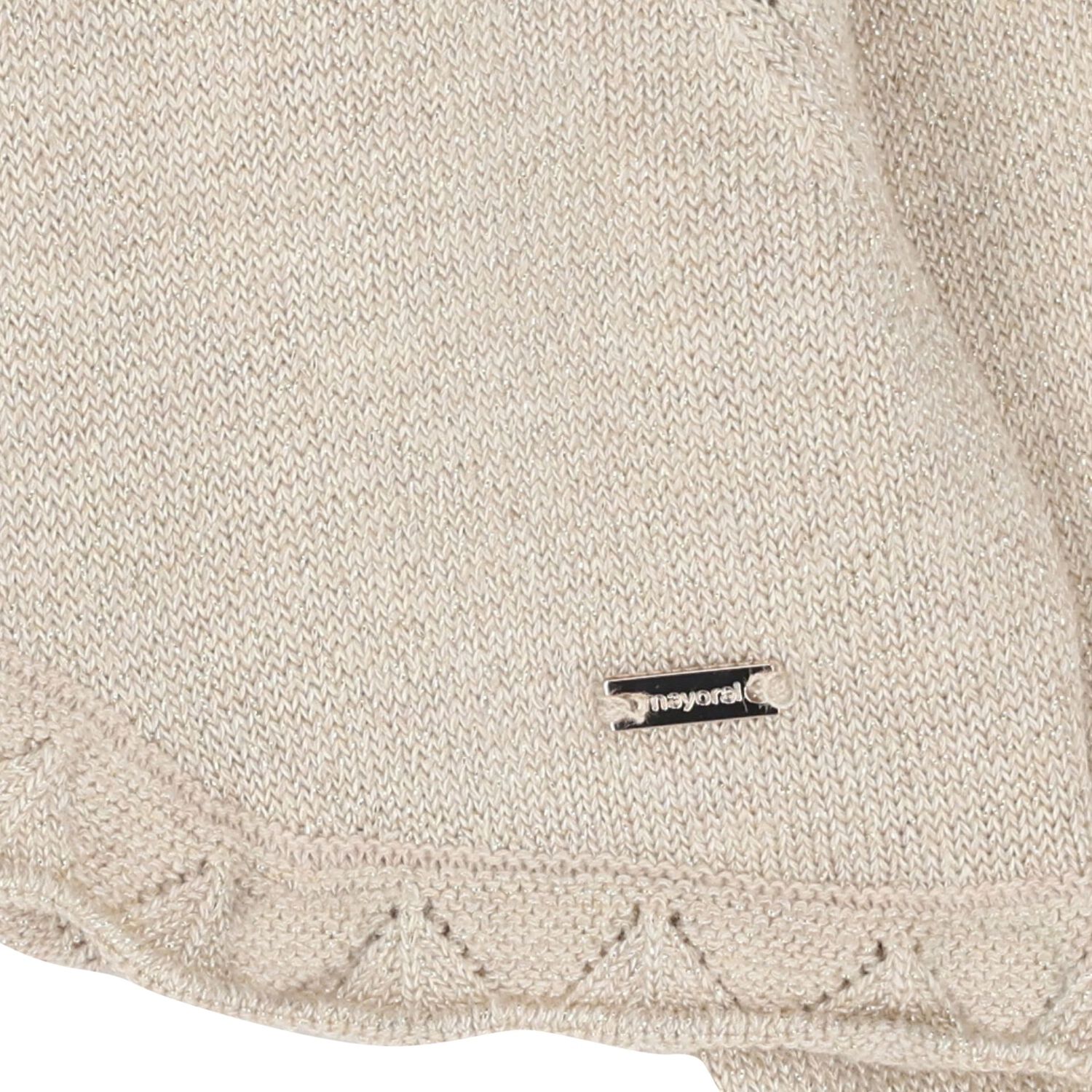 Younger Girls Beige Knitted Cardigan, 1, hi-res