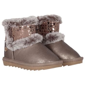 Younger Girls Gold Faux Leather Boots