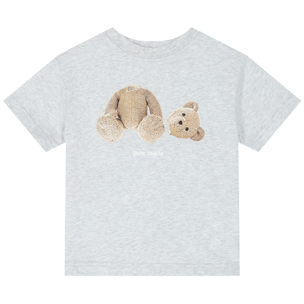 Palm Angels Grey Teddy Bear Logo T-Shirt | Junior Couture USA