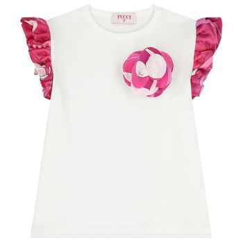 بلوزة باللون الابيض مكشكشة للبنات