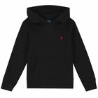 Boys Black Logo Hooded Top, 1, hi-res