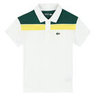 Boys White Logo Polo Shirt, 1, hi-res