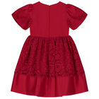 Girls Red Satin & Lace Dress, 2, hi-res